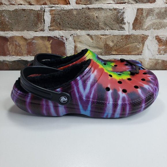 Crocs Unisex Classic Tie-Dye Lined Clog - Multi/Black NWT Mens Size 12 - Picture 5 of 9